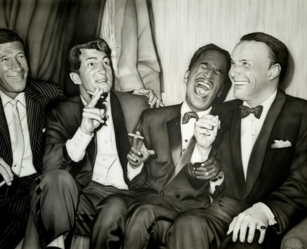 Airbrush painting of the 'Rat Pack' painted by Peter Frechette.