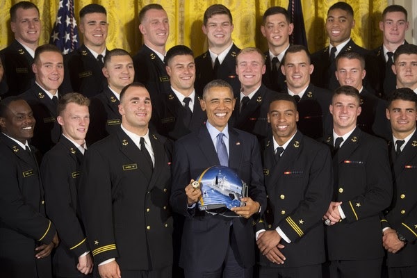 President Barack Obama with Navy Midshipmen Team