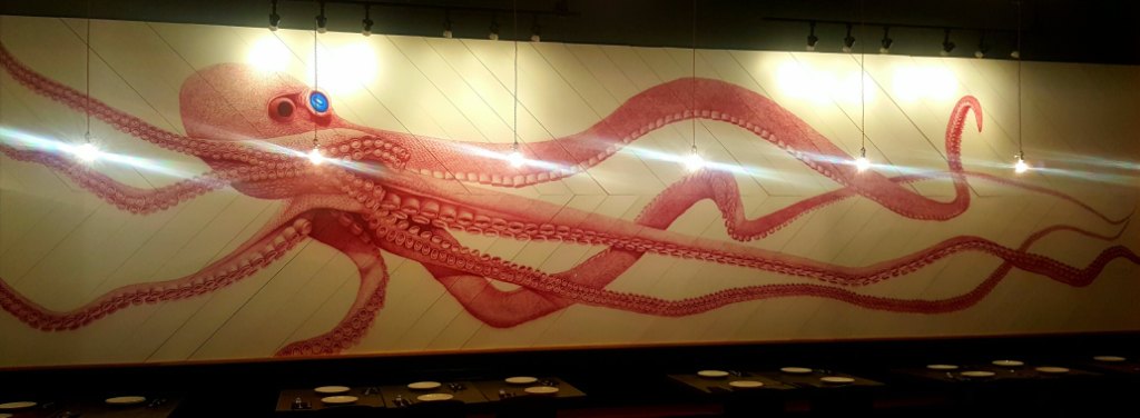 Wall Mural of Octopus at Cava Mezze Restaurant in Baltimore, Maryland.