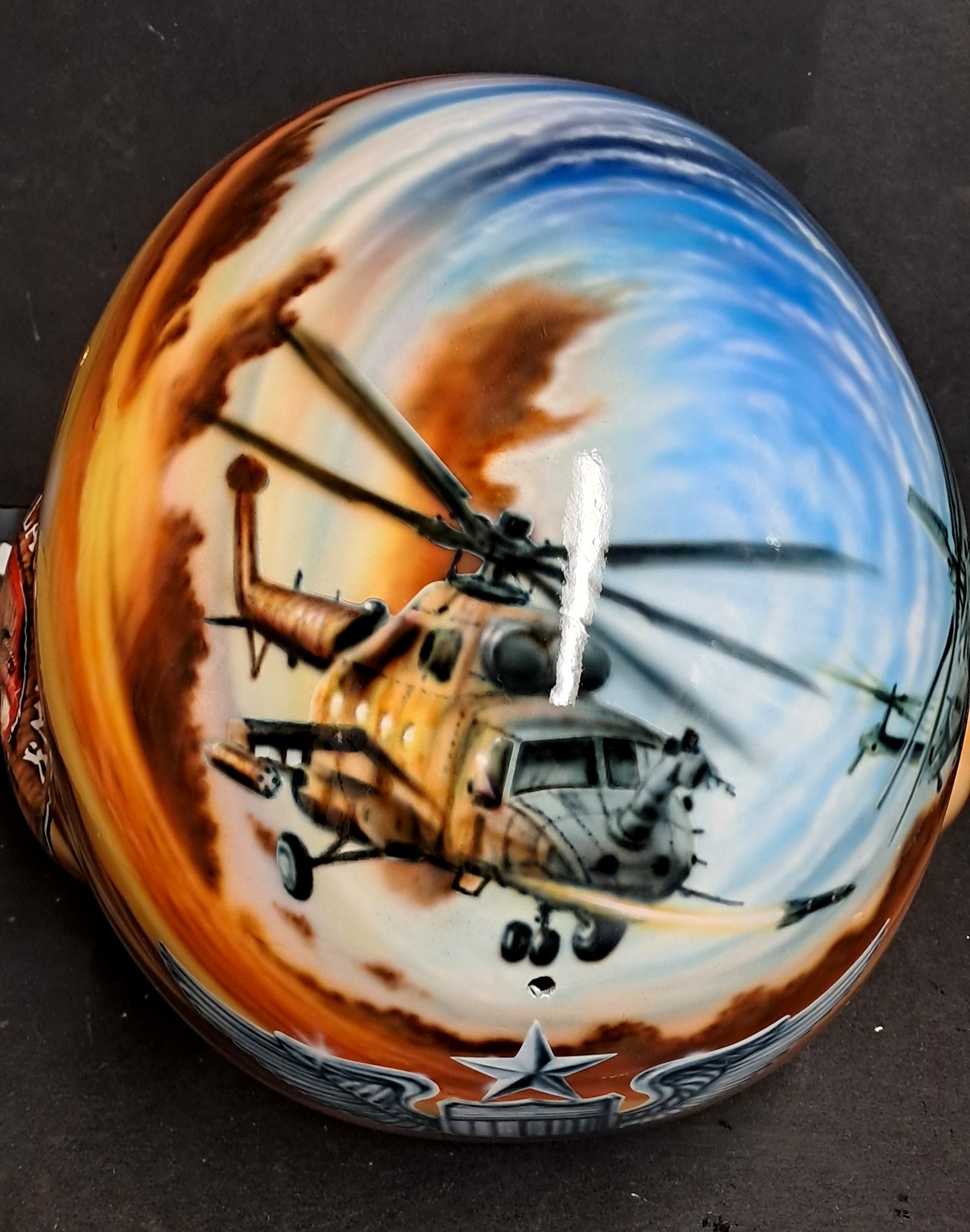 Top view of Military Blackhawk Helmet.
