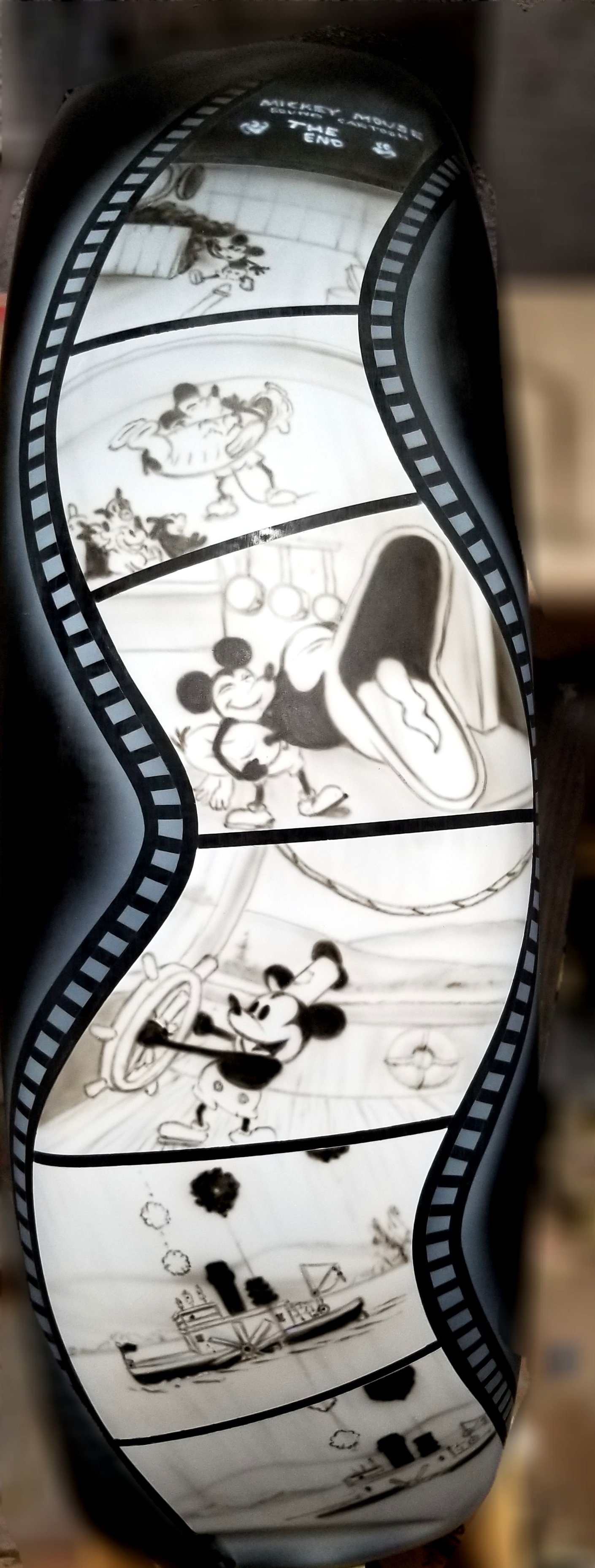 Film Strip of Steamboat Willie on Disney Themed Motorcycle