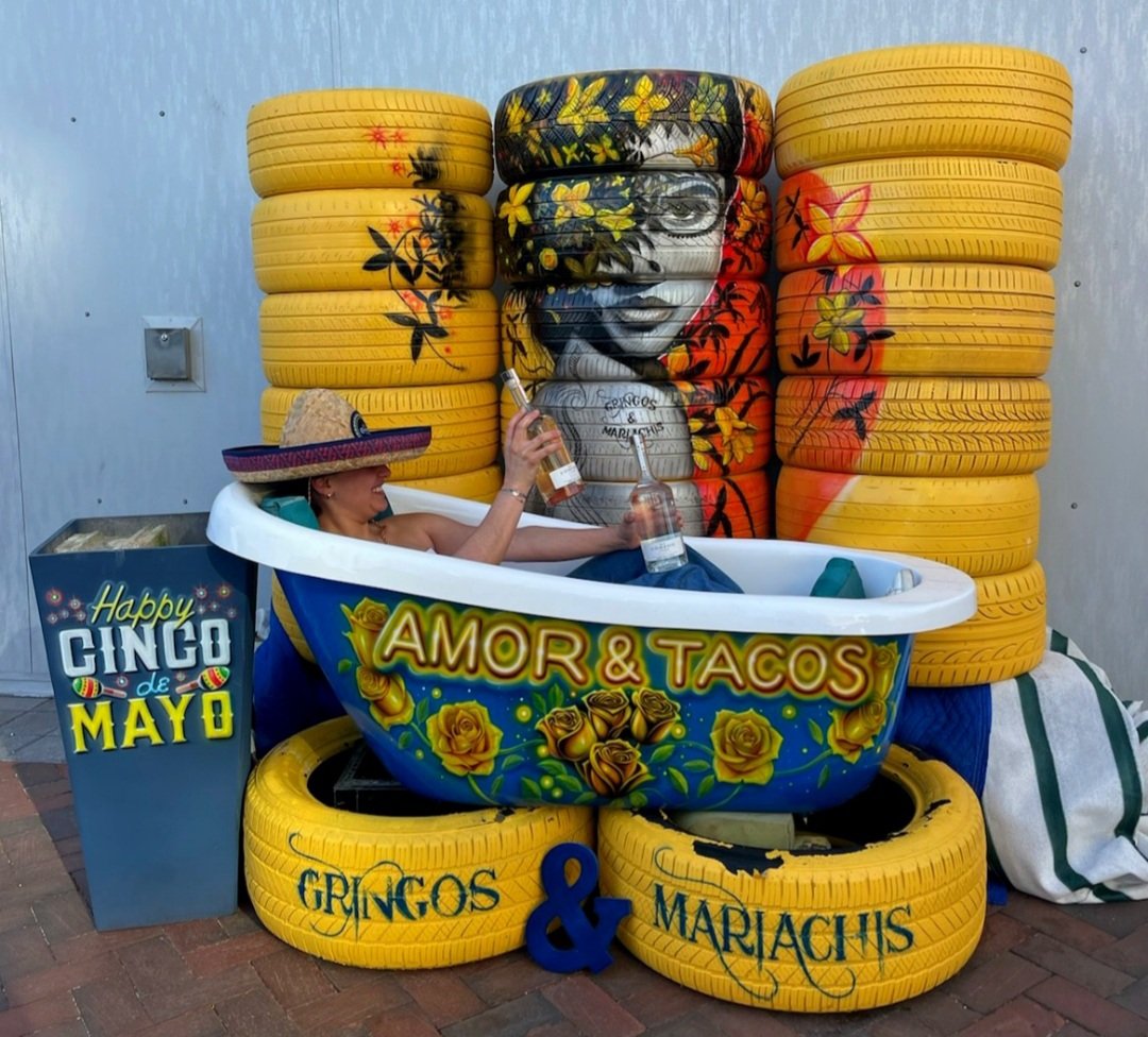 Mural Art of Gringos and Mariachis Cinco De Mayo Photo Op.