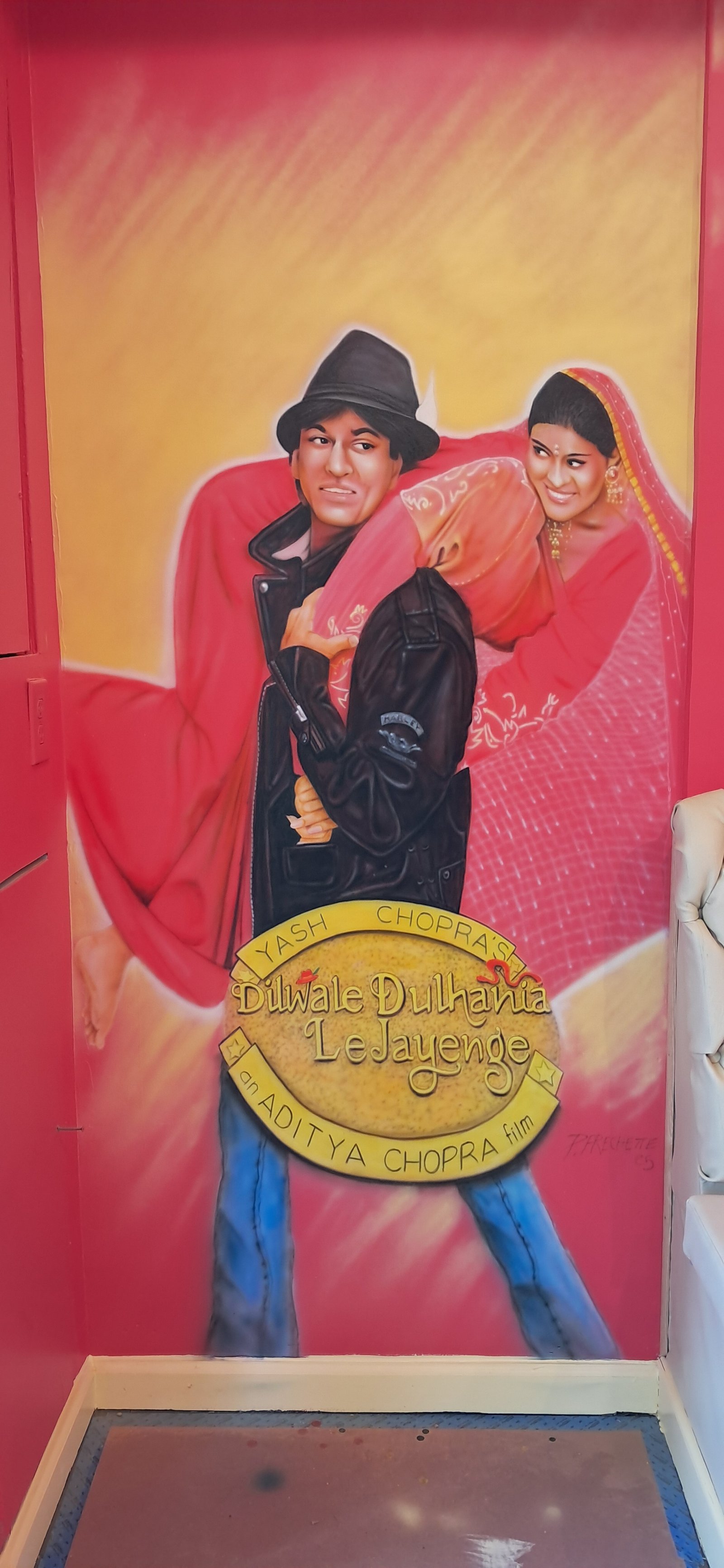 Mural Art of Dilwale Dulhania Le Jayenge Movie Poster.